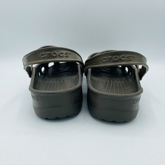 Crocs Shoes Womens Size 10 Brown Slip On Comfort Huaraches Lightweight Strappy - Picture 7 of 11
